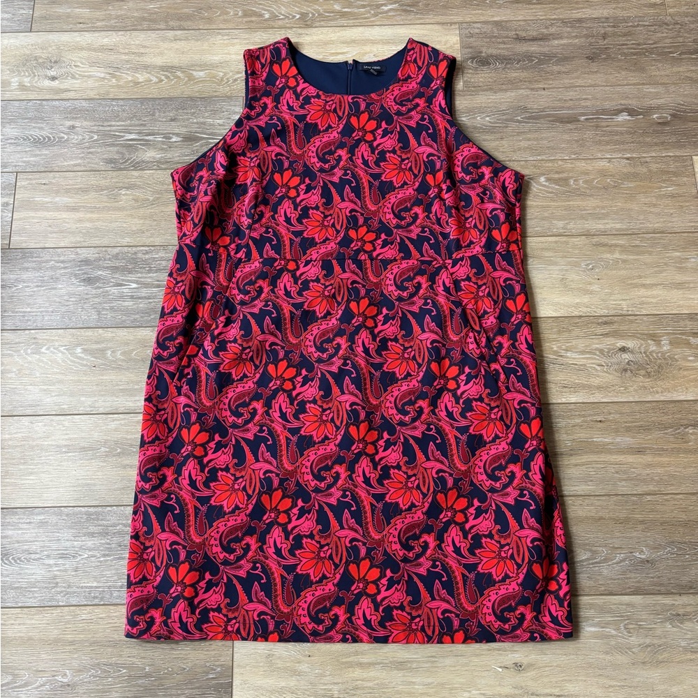 Lands End Dress Sz 26W Sleeveless Pink Floral Pockets Preppy Coastal Bloomcore